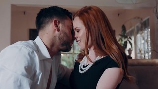 Red-haired ultra-cute with pallid skin rails shaft till pussy creampie