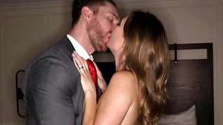 Lovely secretary blows her chief and fucks in the motel bedroom