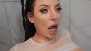 Alex Jones pulverizes the thick Angela White in the bathroom