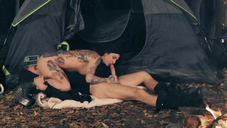 Pornstar with frisky eyes is quickly penetrated in the woods