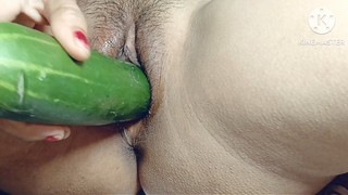 I Can't Get any Where Big Black Cock So My small pussy Fucked by Big cucumberIn Hindi 