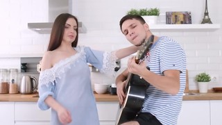 Guitar song made skinny's pussy so wet that she desired fucking