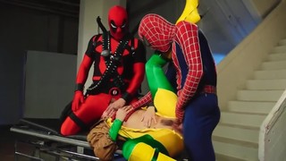 Slutty woman is nailed by two guys are the cosplay soiree