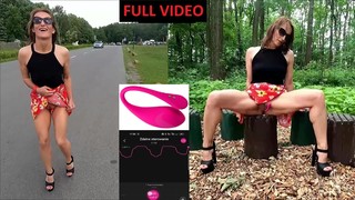 Public flashing and urinating in the Park with a Remote Vibrator