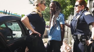 White porn industry stars in police uniform get plowed by black criminal